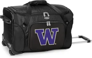 University of Washington Huskies Lightweight 22-inch Wheeled Duffel Bag with Telescopic Handle - Perfect Overnight Bag for Travel, Weekend Getaways, Airports, Gym, and Commuting