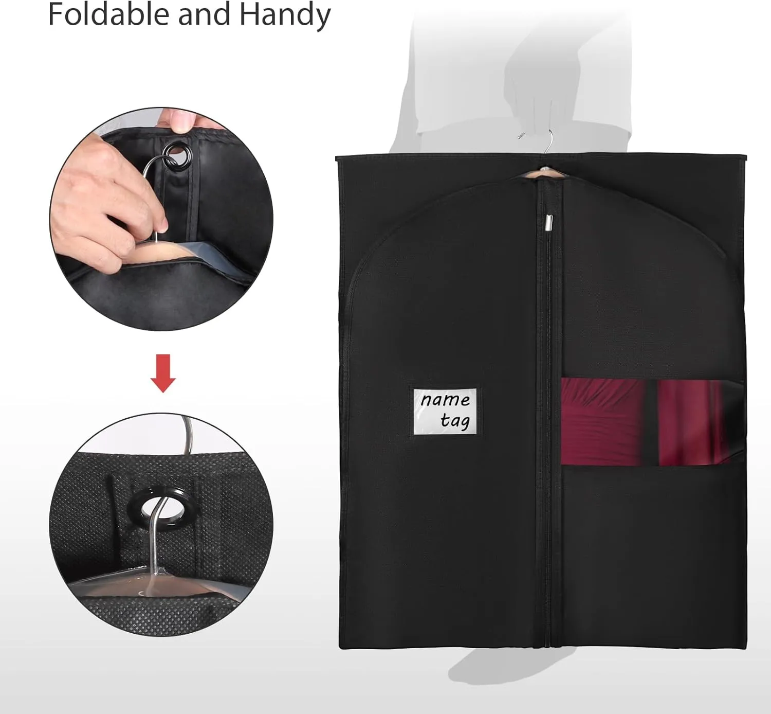 Univivi 60 Inch Lightweight Long Garment Bag for Hanging Clothes, Breathable Full Zipper Gown Dress Cover Bag with Clear Window and ID Card Holder for Suits, Long Dress, Coats -10 Pack