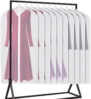 Univivi Garment Bag 60 inch Suit Bag for Storage Clear Lightweight Dress Bags for Long Gowns Coats Shirt Sweater 24'' x 60''-10 Pack