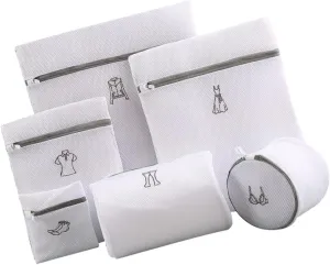 Unomor 1Set Embroidery Laundry Bag Mesh Wash Bags for Clothes Protection Travel Storage Organizer Prevents Tangles Scratches Material for Long Term Use