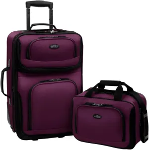 U.S. Traveler Rio Rugged Fabric Expandable Carry-on Luggage, Purple, Set