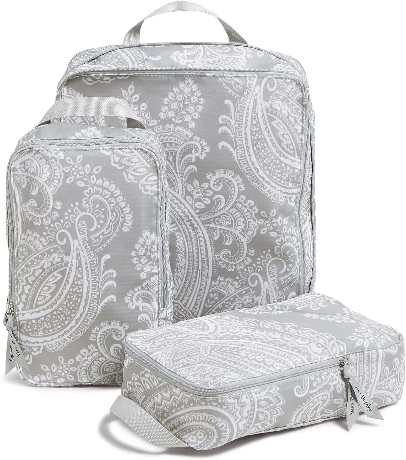 Vera Bradley Compression Packing Cube 3-Piece Set, Cloud Gray Paisley