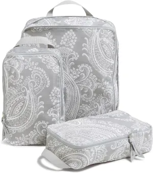Vera Bradley Compression Packing Cube 3-Piece Set, Cloud Gray Paisley