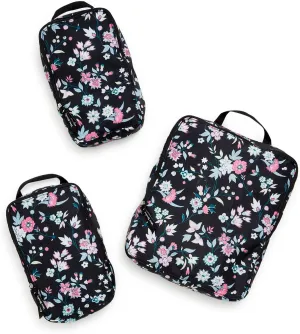 Vera Bradley Women's Compression Packing Cube 3-Piece Set Travel Accessory, Botanical Ditsy, One Size