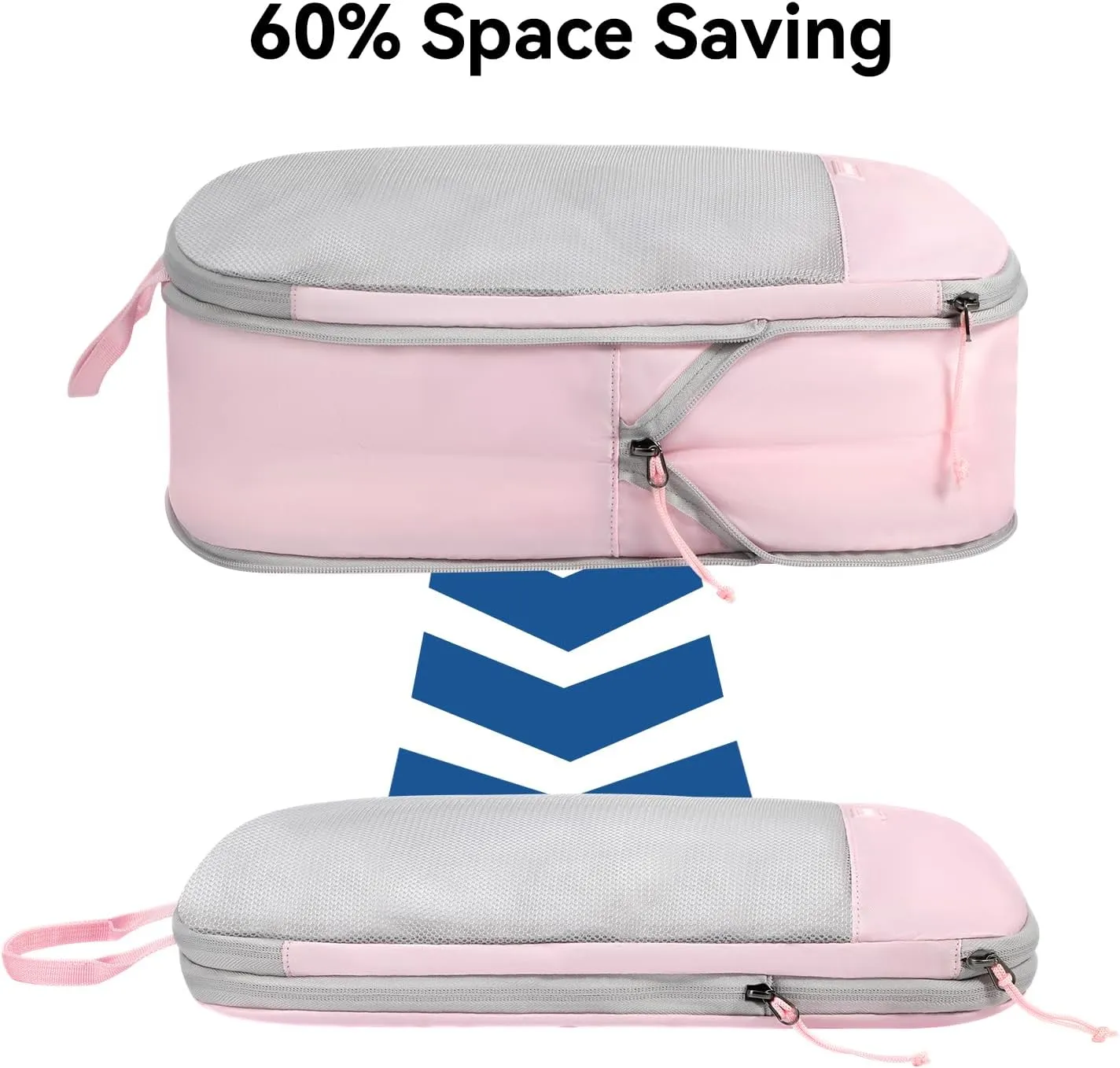 Voova 6 Set Compression Packing Cubes, Travel Accessories Expandable Packing Organizer Bags Set for Carry on Suitcase, Durable Luggage Packing Cubes for Travel Essentials, Pink