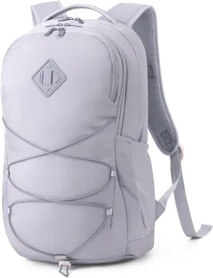 WANDF 15.6-Inch Laptop Backpack for Women Men Airline Approved Water Resistant Lightweight Travel Bag Casual Backpack for Weekender Business with Whistle Buckle & Elastic Strap (Grey)