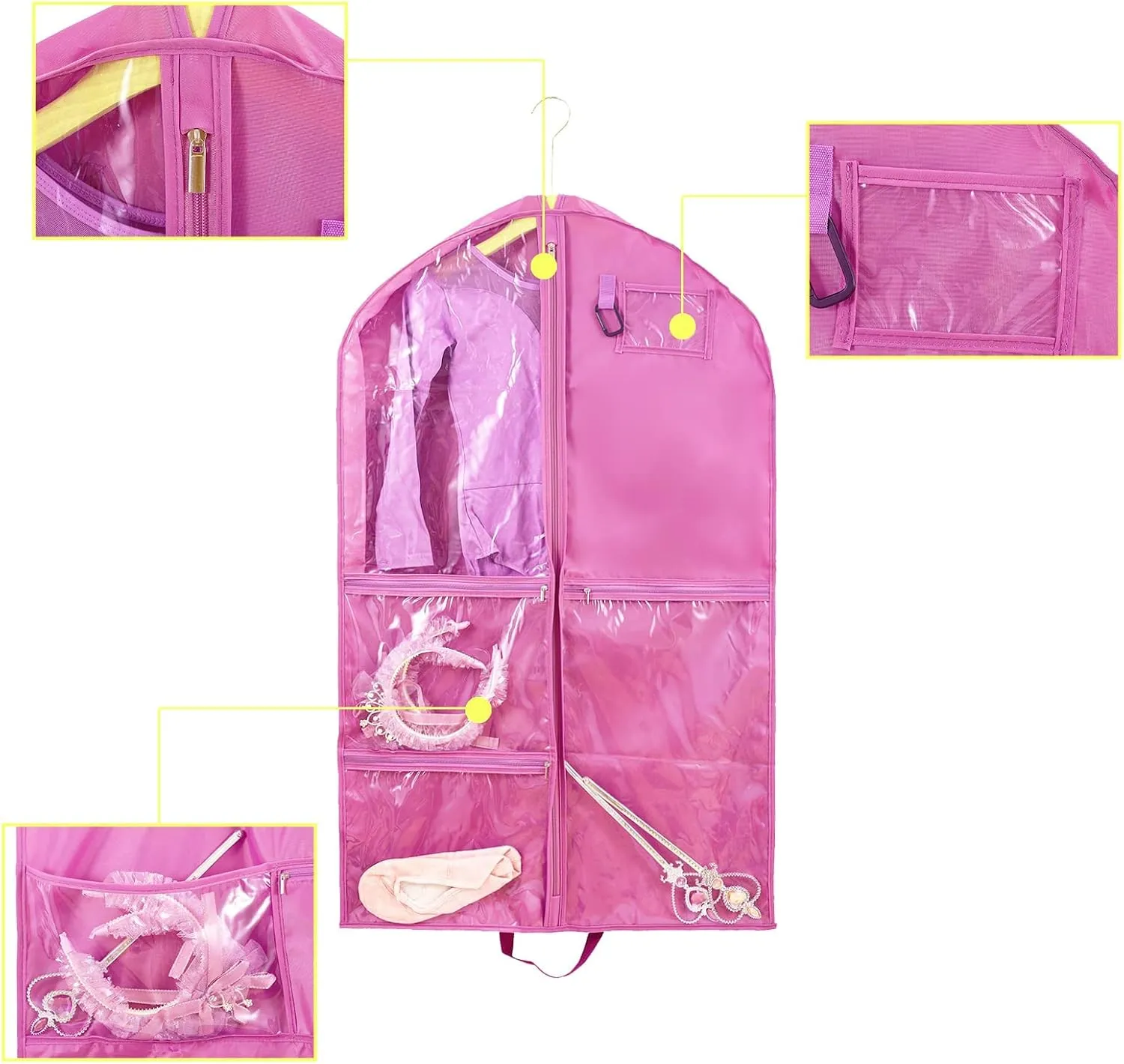 Waterproof Hanging Garment Bag,2 Pack 40 inch Garment Bags for Hanging Clothes,Garment Bags for Travel Storage,Dance Clothes Bag,Kids Garment Bag for Dance Costumes,Sports,Skating,Theatre,Beauty