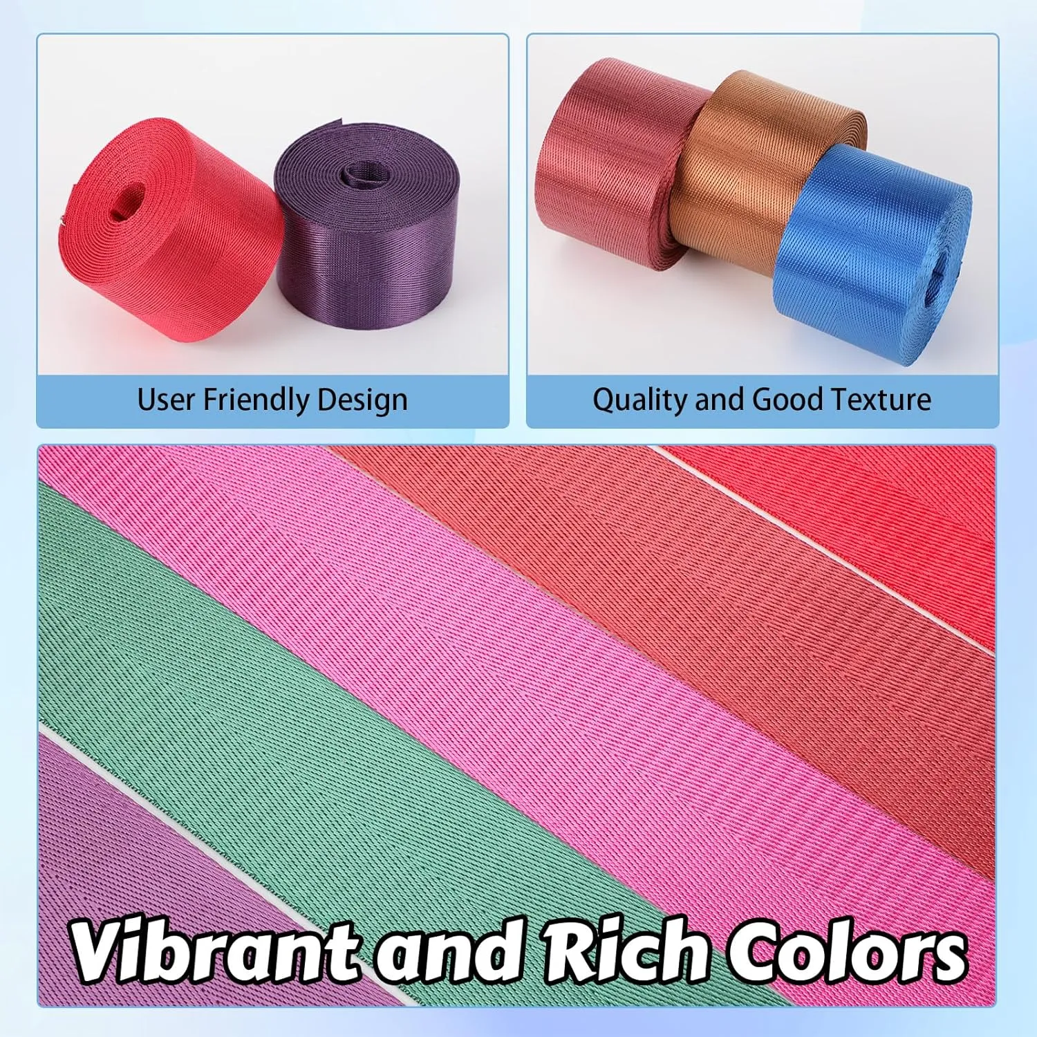 Windyun 24 Rolls Nylon Webbing 1/1.5/2 Inch Wide Heavyweight Nylon Strap 3.3 Yard 24 Colors Webbing Strap DIY Craft Gear Repair, Pet Collars, Pet Leash, Backpack, Gardening