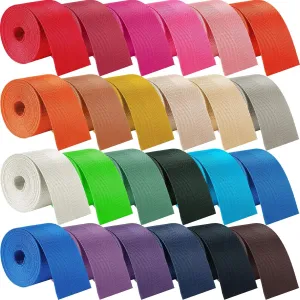 Windyun 24 Rolls Nylon Webbing 1/1.5/2 Inch Wide Heavyweight Nylon Strap 3.3 Yard 24 Colors Webbing Strap DIY Craft Gear Repair, Pet Collars, Pet Leash, Backpack, Gardening