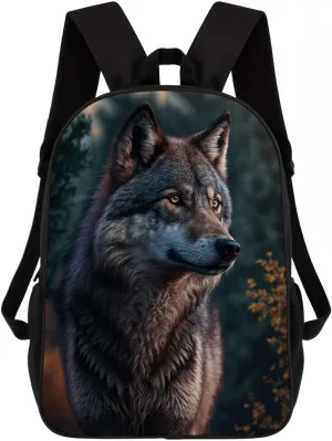 Wolf Backpack Casual Daypack Wild Animal Print Laptop Bag Bookbag for Work Travel Hiking 17 Inch Style 2