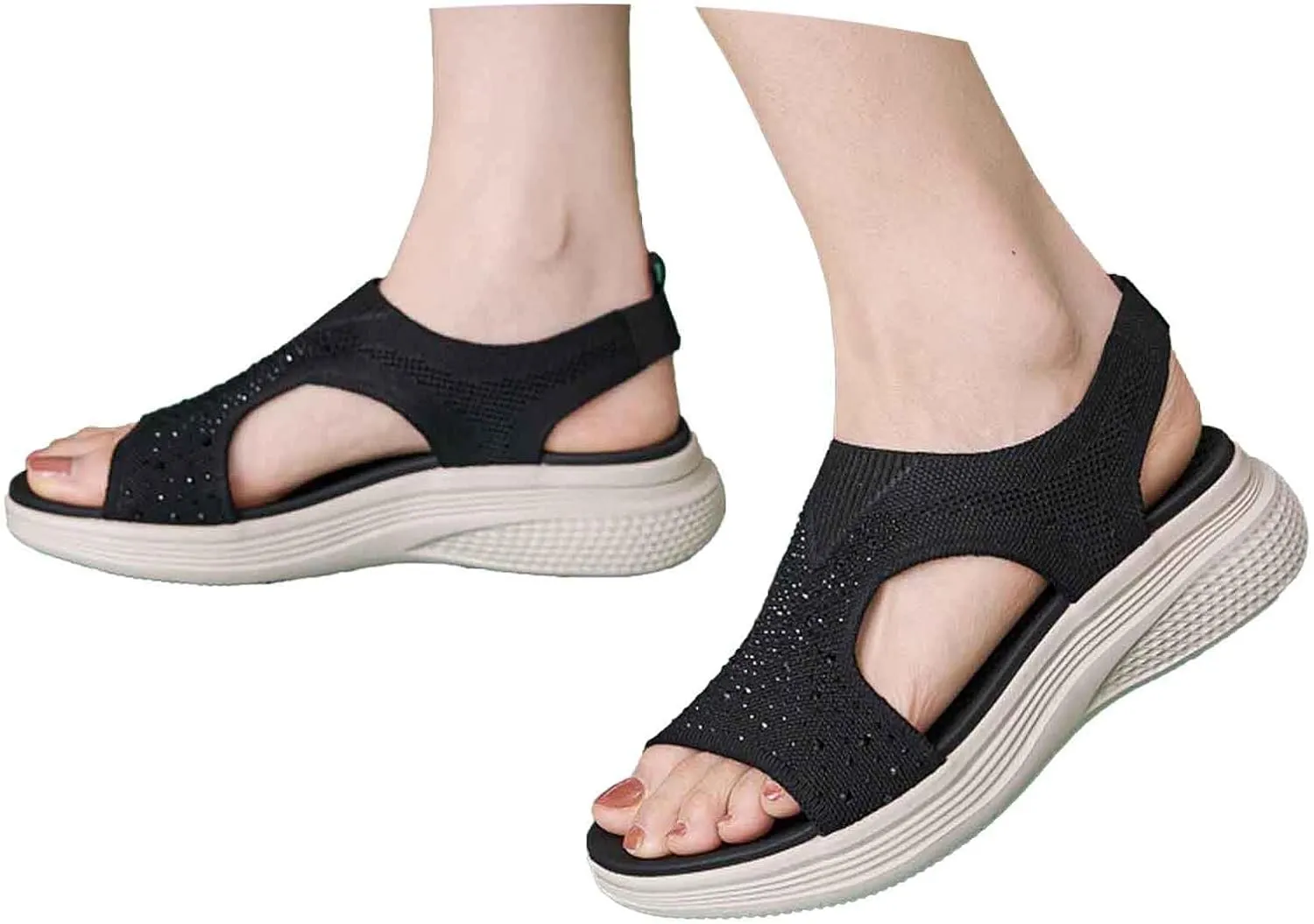 Women's Comfortable Open Toe Sandals For Casual Wear Travel Beach Wedding Slip On Flat Shoes Lightweight