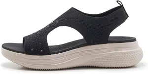 Women's Comfortable Open Toe Sandals For Casual Wear Travel Beach Wedding Slip On Flat Shoes Lightweight