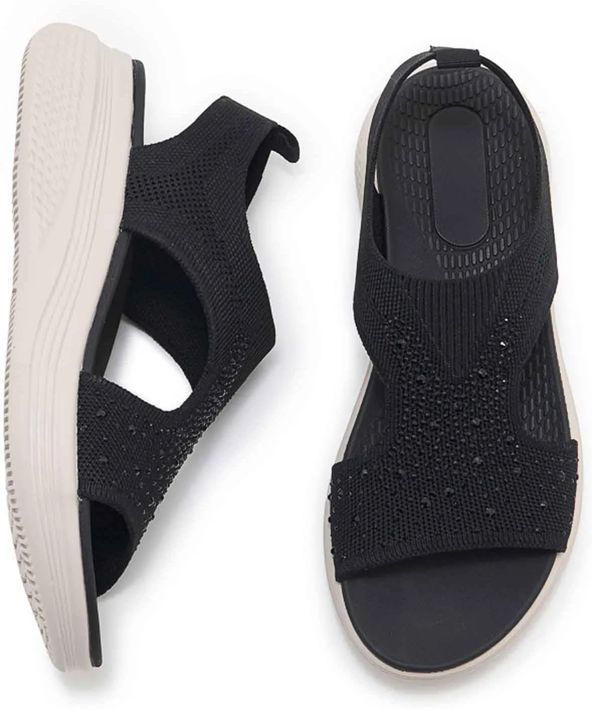Women's Comfortable Open Toe Sandals For Casual Wear Travel Beach Wedding Slip On Flat Shoes Lightweight