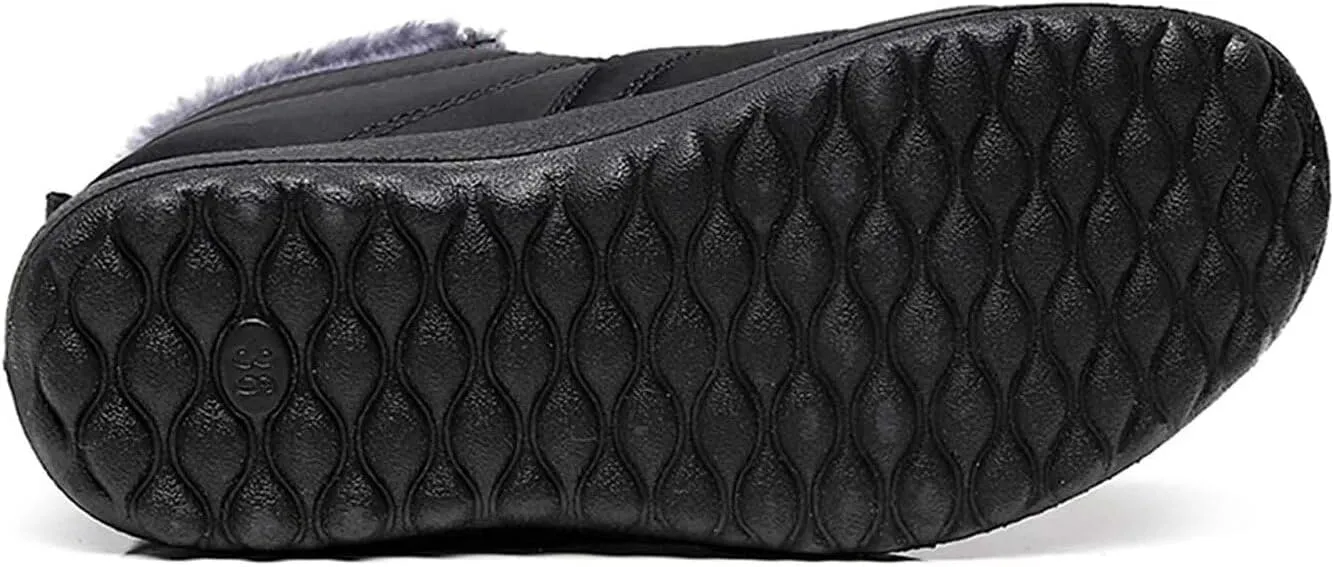 Women's Winter Snow Boots Ankle Booties Slip-Ons Shoes Lightweight Waterproof Warm Fur Lining