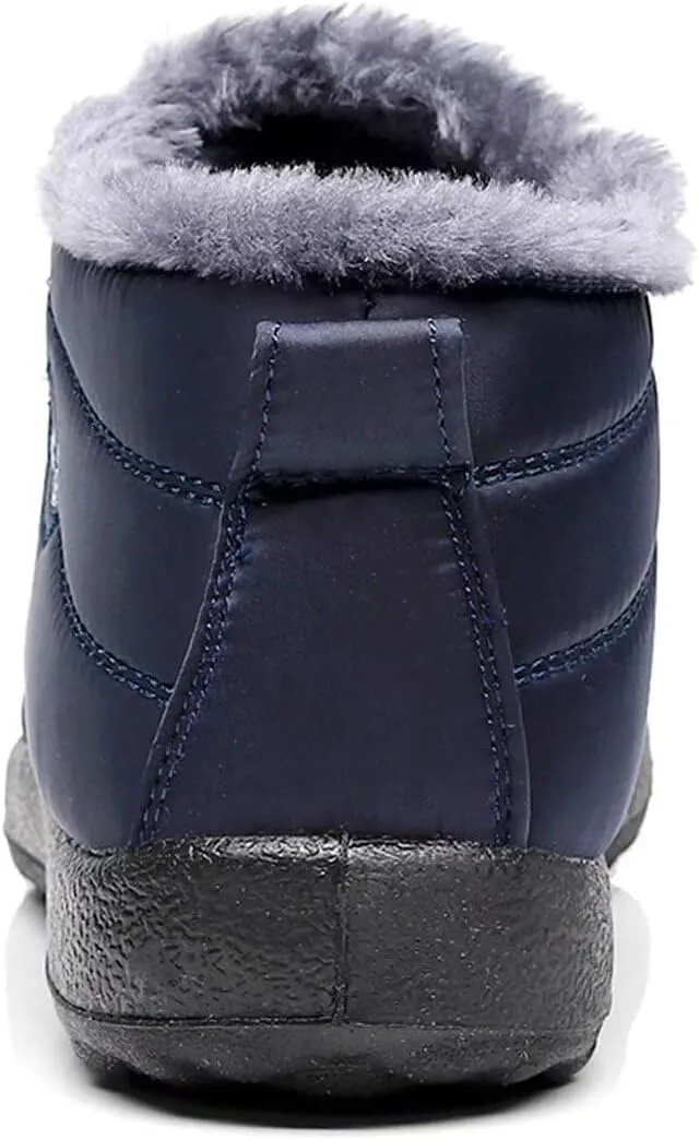 Women's Winter Snow Boots Ankle Booties Slip-Ons Shoes Lightweight Waterproof Warm Fur Lining