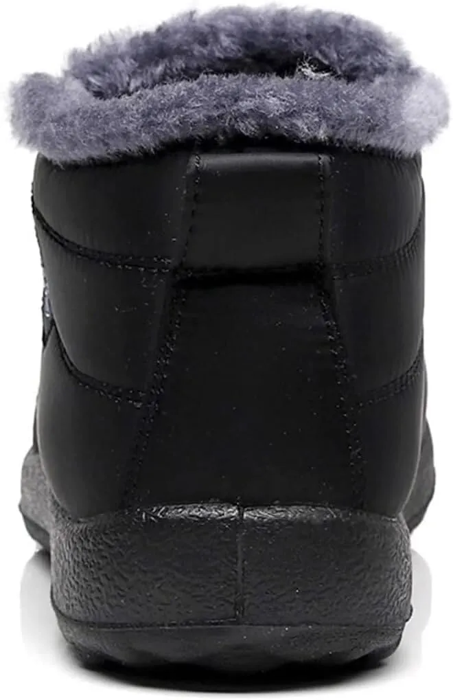 Women's Winter Snow Boots Ankle Booties Slip-Ons Shoes Lightweight Waterproof Warm Fur Lining
