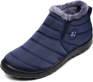 Women's Winter Snow Boots Ankle Booties Slip-Ons Shoes Lightweight Waterproof Warm Fur Lining