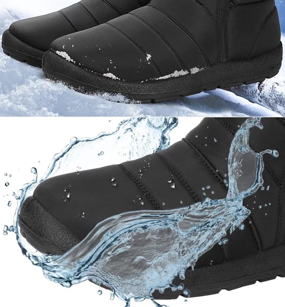 Women's Winter Snow Boots Ankle Booties Slip-Ons Shoes Lightweight Waterproof Warm Fur Lining