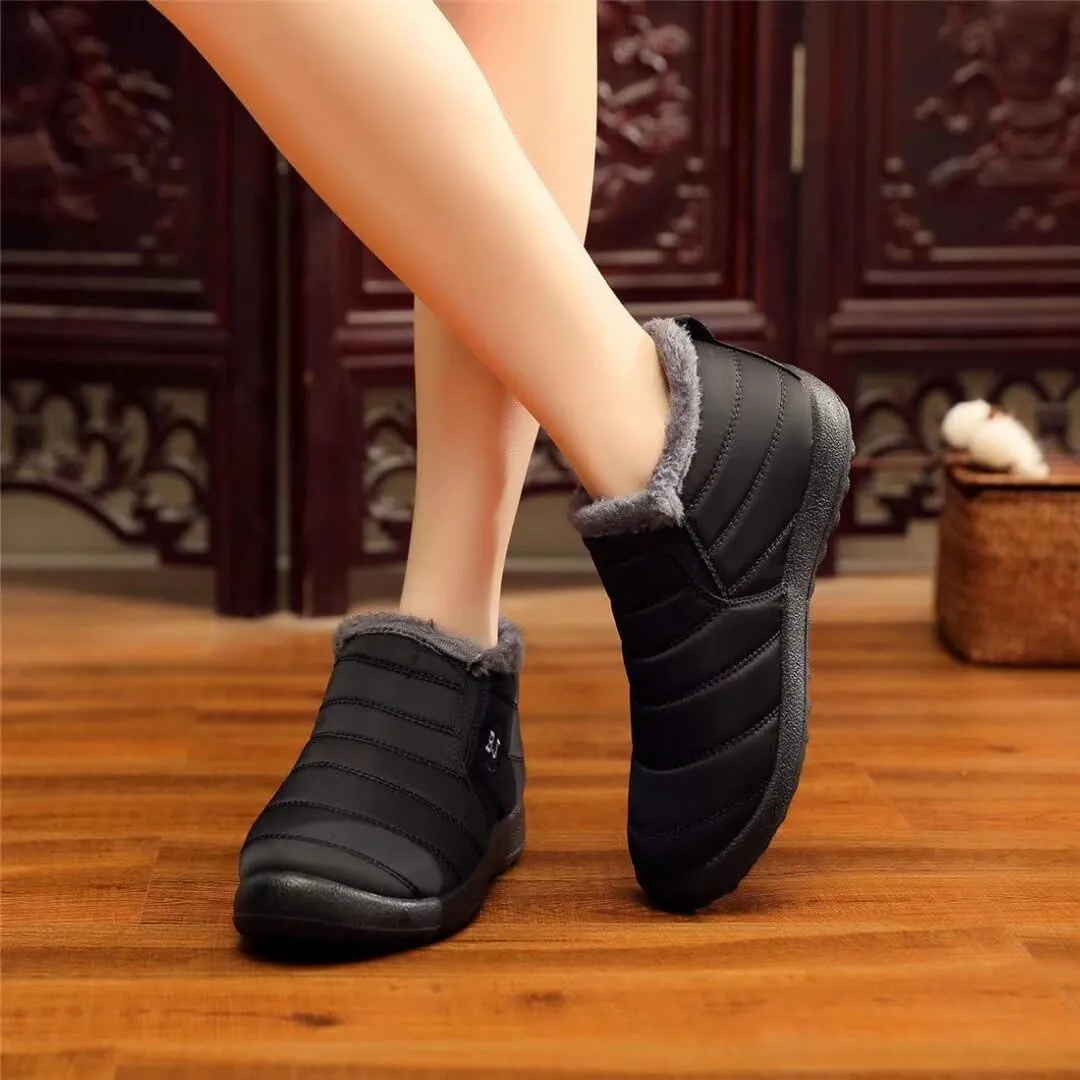 Women's Winter Snow Boots Ankle Booties Slip-Ons Shoes Lightweight Waterproof Warm Fur Lining