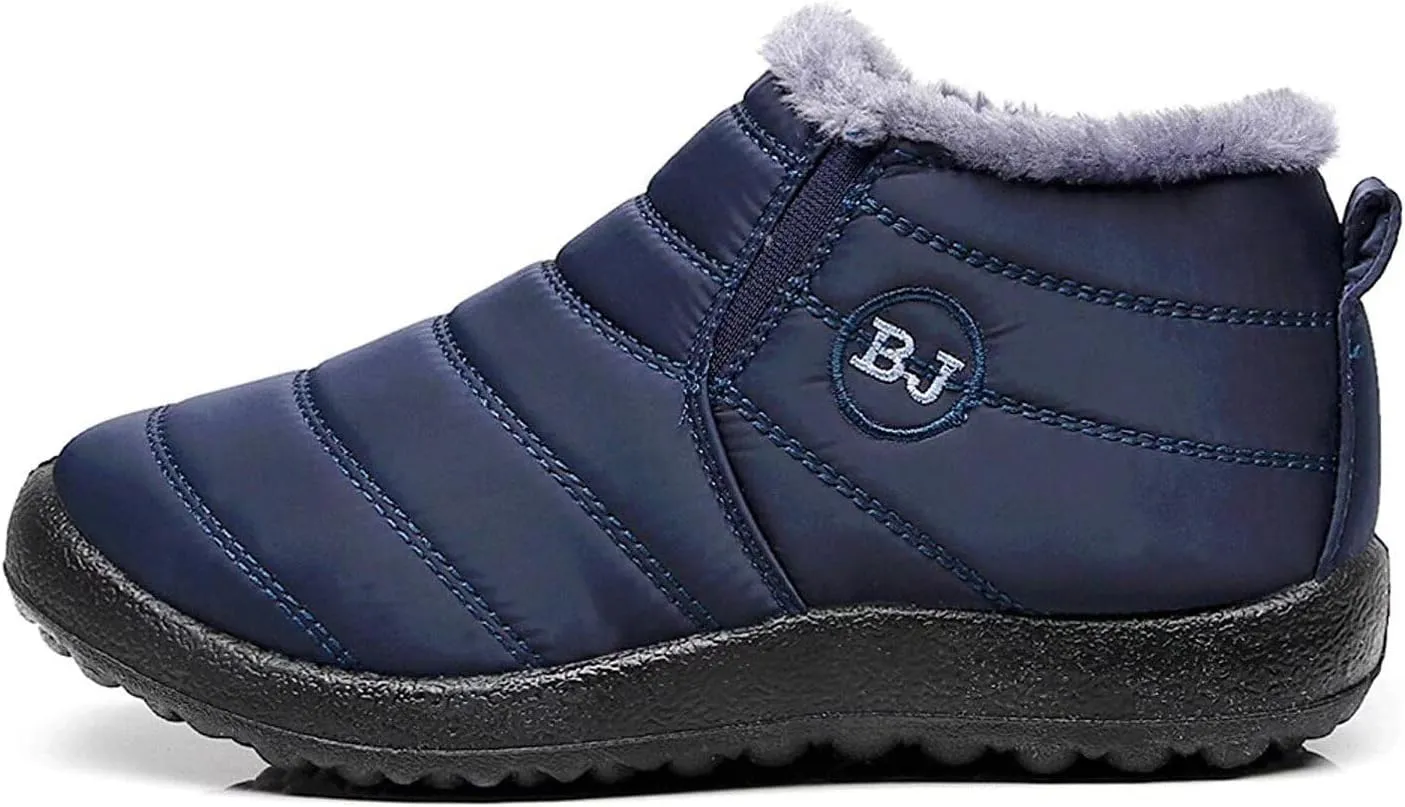 Women's Winter Snow Boots Ankle Booties Slip-Ons Shoes Lightweight Waterproof Warm Fur Lining