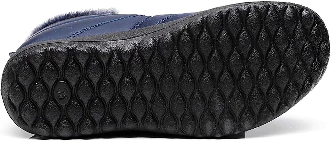 Women's Winter Snow Boots Ankle Booties Slip-Ons Shoes Lightweight Waterproof Warm Fur Lining