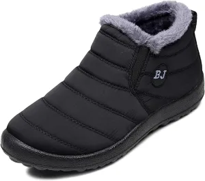 Women's Winter Snow Boots Ankle Booties Slip-Ons Shoes Lightweight Waterproof Warm Fur Lining
