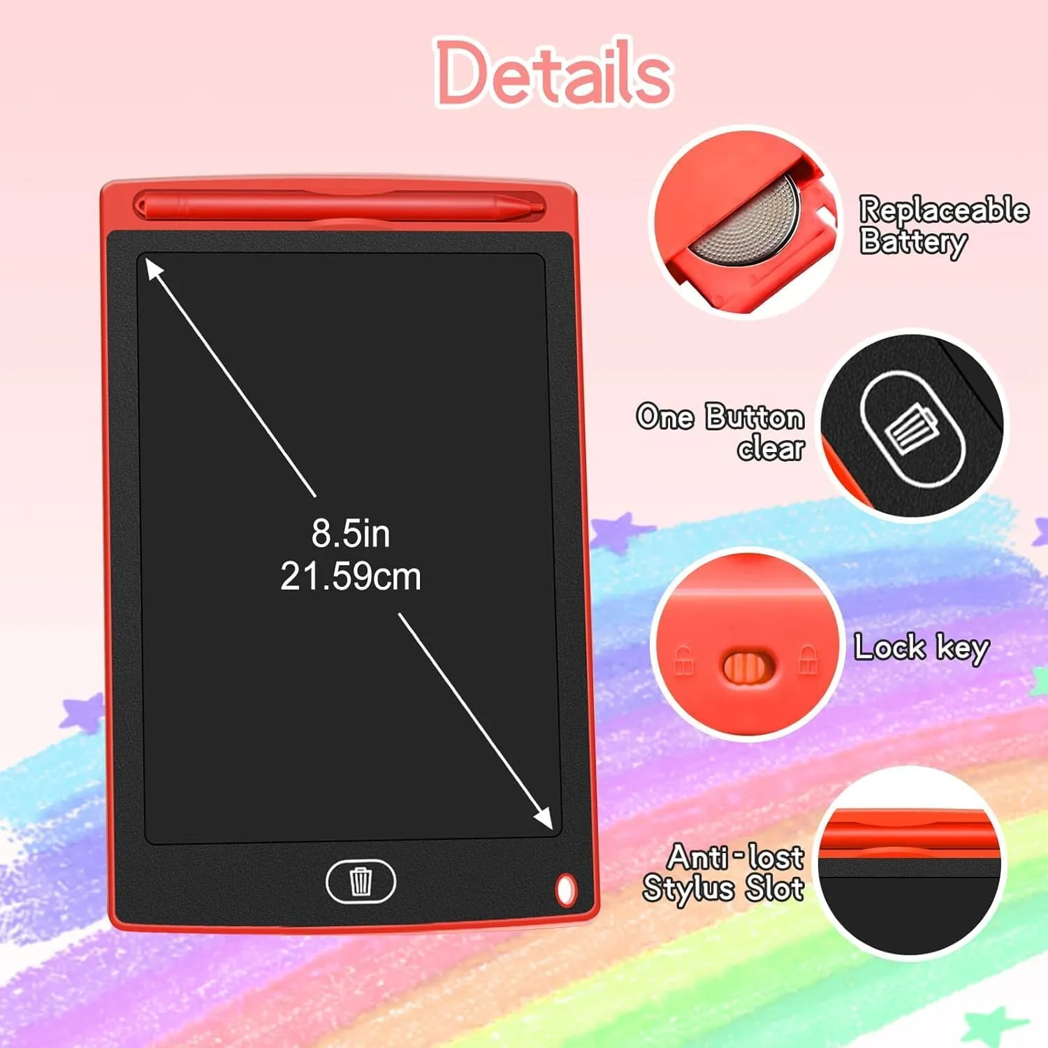 Writing Tablet for Kids Drawing Tablet 8.5" Upgraded Painting Pad Toddler Drawing Board for Kid Writing Board Doodle Board Preschool Toys for Kids 3 4 5 6 7 8 9 Years Old Girls Boys Gifts 20PCS