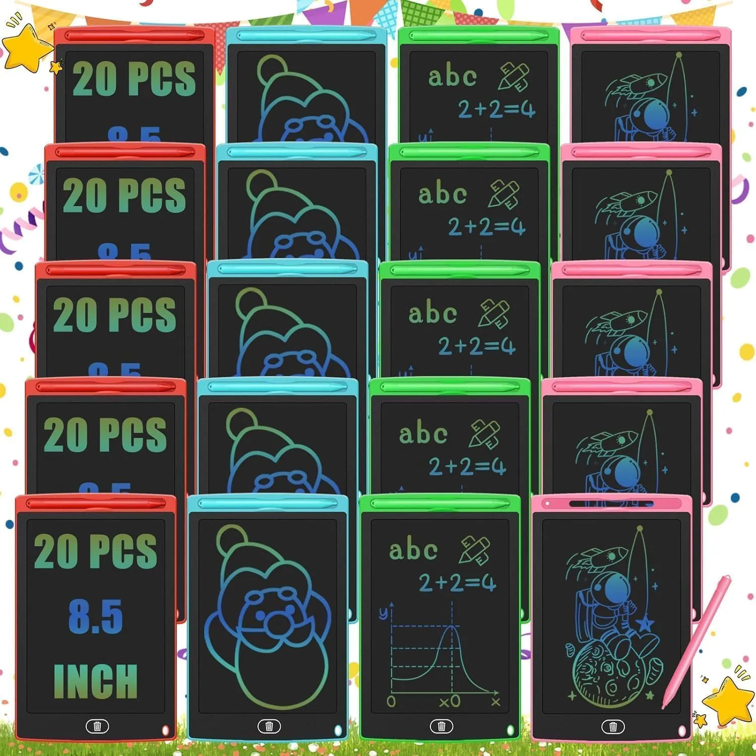 Writing Tablet for Kids Drawing Tablet 8.5" Upgraded Painting Pad Toddler Drawing Board for Kid Writing Board Doodle Board Preschool Toys for Kids 3 4 5 6 7 8 9 Years Old Girls Boys Gifts 20PCS