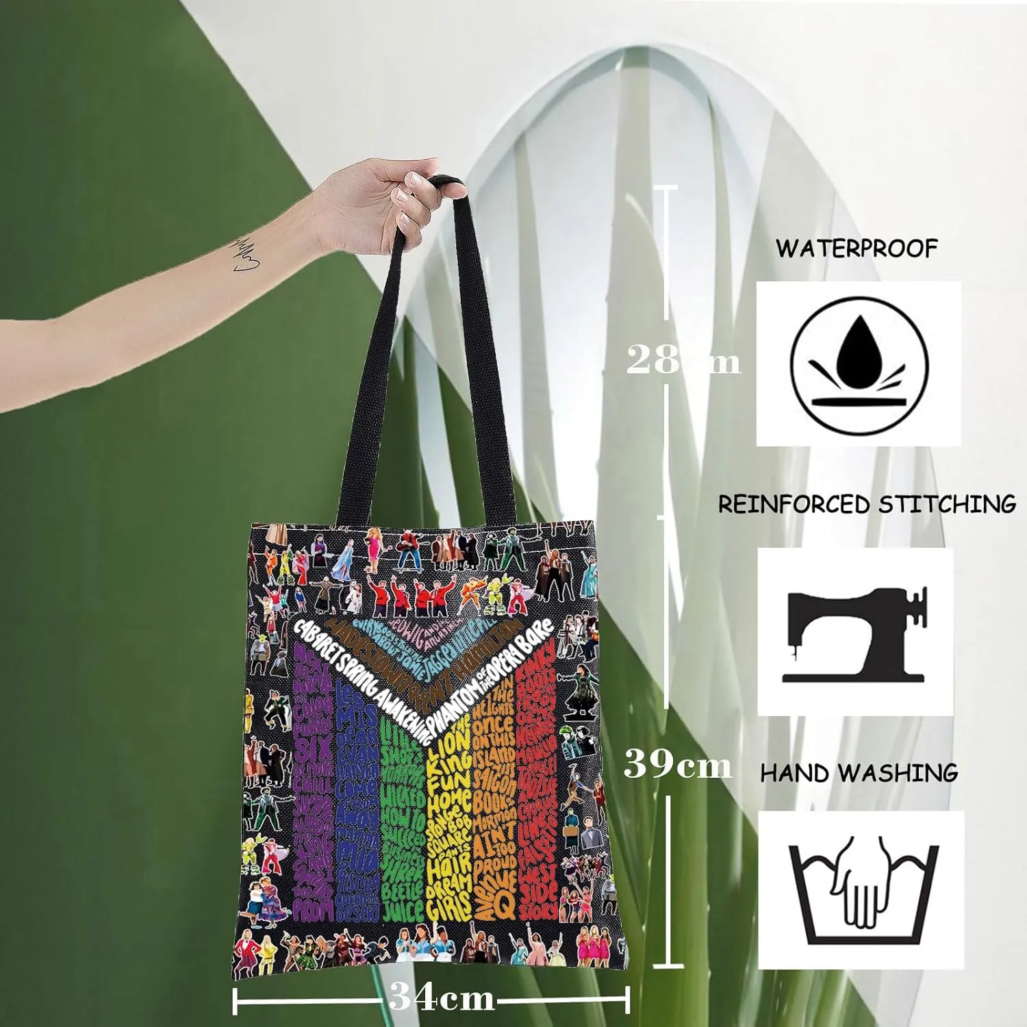 WZMPA Musical Tote Bag Theatre Fans Gift Musical Character Shoulder Bag Theater Drama Merchandise