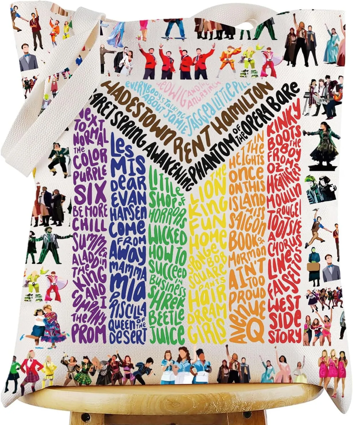 WZMPA Musical Tote Bag Theatre Fans Gift Musical Character Shoulder Bag Theater Drama Merchandise